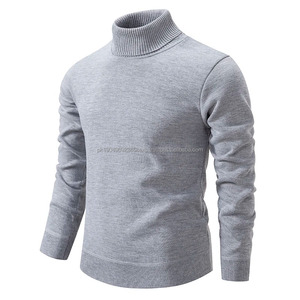 Sudadera de cuello alto para hombre de otoño, jerséis de punto de invierno, Jersey cálido para hombre, Top holgado de Color sólido - Product Image 6