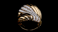 Hochglanzpolierter 14K Massivgold Rhodium-Plattierter Damenring mit Breitem Band und Brillantschliff Laborgezüchteten Diamanten |   IGI-Zertifiziert für Tägliche Anlässe