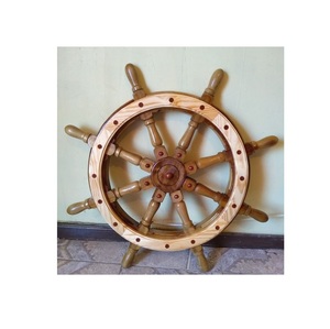 Wooden nautical <b>decor</b> with ship wheel anchor and rope <b>rustic</b> handmade coastal beach <b>home</b> wall hanging lighthouse art - Product Image 3