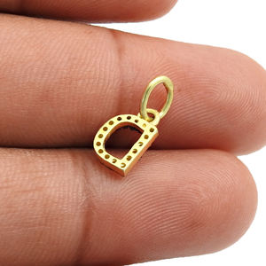 Pendentif en argent sterling plaqué or noir rhodium D Alphabet diamant 925 en argent sterling de vente en gros bijoux de mode - Product Image 3