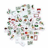 Ensemble de tuiles de Mahjong américain de luxe pour Noël avec détails gravés au laser en acrylique de qualité supérieure et motifs de Noël imprimés par UV