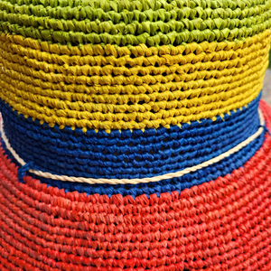 Crochet raphia plage et chapeaux quotidiens fait main mode coloré pour dames et femmes fabriqué à madagascar bob article - Product Image 3