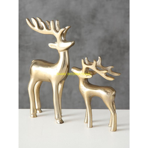 Ensemble de 2 figurines de rennes en or en aluminium Décorations de Noël Sculptures de cerfs de vacances Décorations de table festives pour centres de table de Noël - Product Image 2