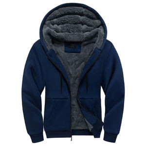 เสื้อฮู้ดขนสัตว์เทียมมีซิปสำหรับผู้ชายโลโก้และสีออกแบบได้ตามต้องการสำหรับฤดูหนาว - Product Image 1