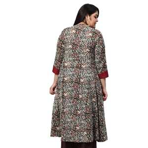 Algodón Kalamkari estampado Anarkali Kurta vestidos de noche elegantes - Product Image 3