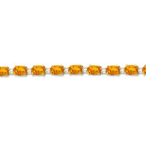 Pulsera de Eslabones de Tenis de Oro Amarillo de 14k con Citrino y Diamantes de 12.00ct, Estilo Moderno - Product Image 2