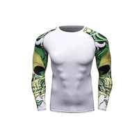 T-shirt Rash Guard de Compression Respirant Imprimé Personnalisé Col Rond Coupe Ajustée Manches Courtes Spandex/Polyester 400g Teint en Pièce Homme