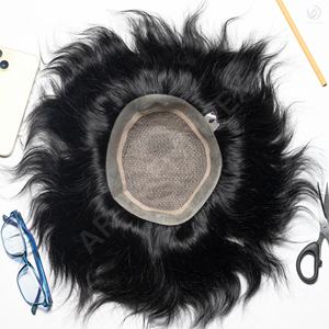 Golden Hair International's Premium Men's Toupee Miraz Border con técnica de encaje frontal Indian Remy Hair PU Technique - Product Image 1