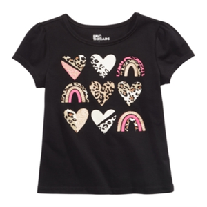 T-shirt Epic Threads per bambina con simpatici cuori animali, taglia 6, nera, in morbido tessuto jersey di poliestere, maniche corte - Product Image 1