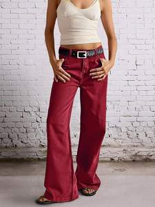 กางเกงยีนส์ขากว้างเอวกลางสไตล์วินเทจ ระบายอากาศได้ดี เป็นมิตรกับสิ่งแวดล้อม สำหรับผู้หญิง ขายดีช่วงซัมเมอร์ - Product Image 6