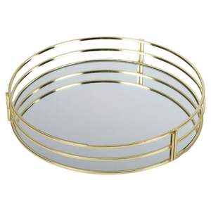 Plateau en verre géométrique irrégulier de style nordique avec cadre en métal doré et fond miroir, plateau de vanité pour l'affichage de parfums et bijoux, vente en gros - Product Image 4