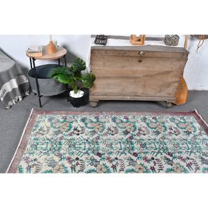 Grand Tapis Bohème en Laine Beige Vert 3.6X6.3 pieds Turc Classique Rectangle Patchwork Design pour Chambre à Coucher Tapis en Latex 4m - Product Image 2