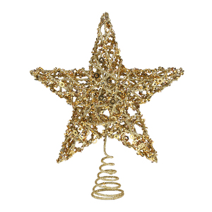 เครื่องประดับต้นคริสต์มาสรูปดาวห้าแฉกสีทองวิบวับ ประดับด้วยเลื่อม สำหรับตกแต่งยอดต้นคริสต์มาส ขายส่งราคาโรงงาน - Product Image 1