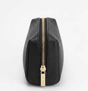 Bolsa de Maquillaje Pequeña Plegable de Cuero Negro Resistente al Agua, Bolsa de Cosméticos de Viaje con Cierre, Organizador de Bolsillo, Estuche para Dispositivos Tecnológicos - Product Image 2