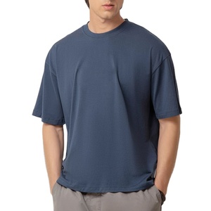 Lightweight Summer Wear Silk/Cotton Canvas T-Shirt <b>Down</b> Shoulder Neck Men's Casual Breathable Quick Dry Outdoor Tee - Product Image 3