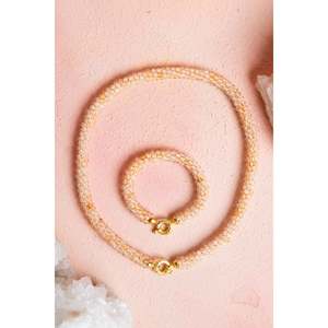 Certified Handmade Knitted <b>Citrine</b> Set with Silver Clasp Necklace 48 cm, <b>Bracelet</b> 19 cm - Product Image 2