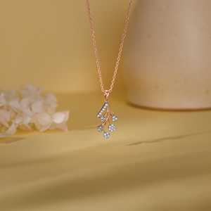 Heer by GIVA Rose Gold Leafy Cluster Diamond Pendant Luxury Charms Collection - Product Image 6