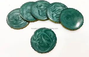 Trendy Handcrafted Resin <b>Coaster</b> Unique Marble Design <b>Gold</b> Plating Border Classic Style Customizable Color Size Tea Mats Pads - Product Image 3