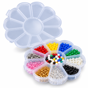 Boîte à bijoux en plastique en forme de fleur, 13 compartiments avec couvercle, pour le rangement et l'organisation des perles et des travaux manuels - Product Image 5