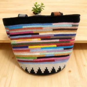 Crochet National Lady Women's Casual Tote Bag Single <b>Strap</b> Fashion <b>Shoulder</b> Straw Bag Cotton Polyester Lining Open Closure - Product Image 5