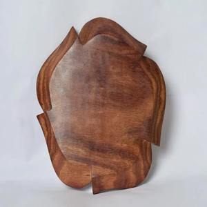 Plato de servicio con diseño de hoja redonda de madera marrón oscuro con 5 compartimentos para bandejas decorativas de Diwali de boda de Ramadán - Product Image 3