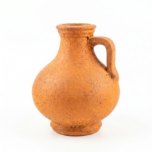 Vase en terre cuite rustique Mado Orange avec poignée, pot en argile artisanal, carafe décorative en céramique, urne de table en gros - Product Image 1