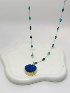 Moonriver, collar de cuentas de piedra Natural azul hecho a mano esencial de verano, colgante de cristal de melocotón de acero inoxidable, gargantilla de moda - Product Image 2