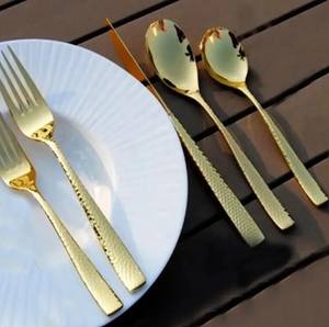 Antique Mirrored Steel <b>Cutlery</b> Set <b>Disposable</b> Kitchenware Dinnerware Serving Flatware for Home Hotels Parties Weddings - Product Image 2