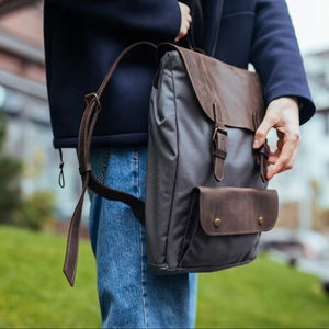 Mochila de Lona y Cuero de Lujo, Gran Capacidad, para Viajes al Aire Libre, Escuela, Portátil, Transpirable, Ecológica, Ligera, al por Mayor - Product Image 1