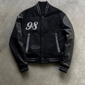 Veste à manches en cuir pour hommes veste de baseball hiver moto Bomber broderie personnalisée Patch homme veste universitaire Letterman - Product Image 1