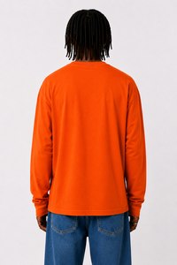 Best Choice <b>Men's</b> Four-Season Orange Tailored Italy 100% Cotton Long Sleeves Comfort & Elegance Combined - Product Image 2