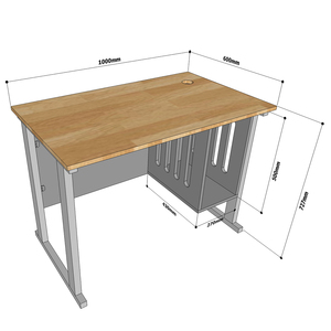 Rubber Wood Frame Computer <b>Desk</b> with CPU <b>Shelf</b> & Powder-Coated Iron Legs-CDS001 - Product Image 6