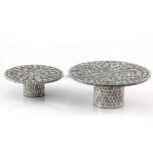 Plateaux ronds en nacre Plateau décoratif de luxe Plateaux de service artistique Fournitures pour restaurants et hôtels Support à gâteaux - Product Image 2