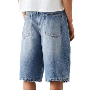 Short en jean bleu de vente chaude pour hommes 100% coton robuste taille moyenne décontracté Style droit Short en jean - Product Image 2