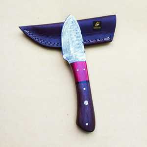 Couteau de chasse en acier damas Bushcraft couteau de survie EDC avec manche en bois couteaux de survie personnalisés - Product Image 2