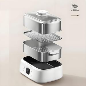 Piroscafo elettrico, pentola a vapore, macchina per la colazione, pentola integrata per cottura a vapore e stufatura, piroscafo multistrato in acciaio inossidabile - Product Image 3
