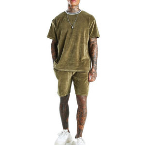 Survêtement personnalisé en velours lourd pour femme, ensemble sweat-shirt à capuche avec fermeture à glissière en velours et motif solide - Product Image 1