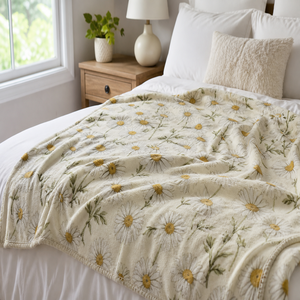 Custom Printed <b>Throw</b> Blanket Personalized Daisy Floral Gift Sublimation Flannel Fleece Polyester - Product Image 1