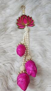 Decoración de Pared Artesanal con Perlas de Loto Rosa para Decoración Floral Tradicional India para Diwali, Decoración del Hogar, Decoración de Pooja Mandir - Product Image 4