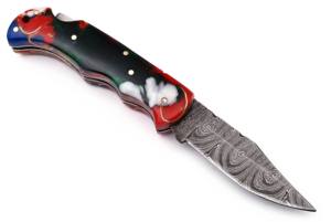 Wholesale 2024 Damascus Steel Folding Pocket Knife with Wood Handle DIY Grade OEM Customization for Camping Industrial Use - Product Image 2