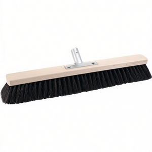 Escoba de pelo de caballo de 600 mm con mango metálico y soporte de madera plana - Product Image 3