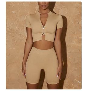 Conjunto de Yoga de secado rápido de 2 piezas de cintura alta para mujer, logotipo personalizado, patrón de impresión sólida, ropa de entrenamiento físico, talla XXL, gran oferta - Product Image 6