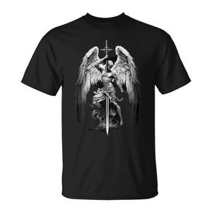 Camiseta del Arcángel Gabriel con Espada, Cruz y Alas - Camiseta Promocional Premium - Product Image 1