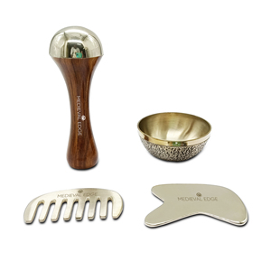 Kit complet de soins ayurvédiques avec baguette Kansa et Gua Sha pour massage des tissus profonds et soulagement du stress Original Indian Factory - Product Image 2