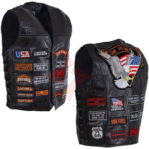 Gilet de moto en cuir de buffle respirant pour homme, style vintage, club de motards, fermeture éclair, poches, cuir de vache véritable, sans manches - Product Image 4