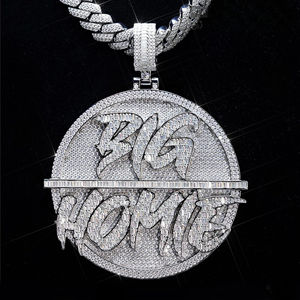 Dernier pendentif Hip Hop pour hommes et femmes, fabriqué en argent sterling 925 avec des diamants cultivés de haute qualité, clarté VVS - Product Image 1