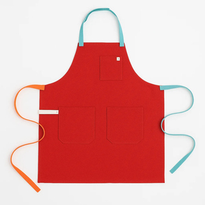 Delantal de Lona Rojo sin Mangas con Múltiples Bolsillos, Resistente al Agua, para Cocina, Uso Diario, Estilo Simple, Tejido - Product Image 1