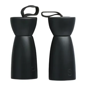 Bộ 2 muối hạt tiêu container thiết kế tuyệt vời màu đen mới đến đồ dùng nhà bếp thực phẩm muối và hạt tiêu Shakers
