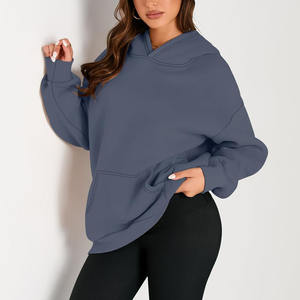 Top Qualité Surdimensionné Élégant Femmes Hoodies En Gros Prix Drop Épaule Nouveau Design Femmes Hoodies Couleur Unie Femmes Hoodies - Product Image 2