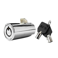 Serrure à barillet cylindrique en alliage de zinc avec finition chromée et 2 clés pour distributeurs automatiques, sécurité antivol pour véhicules